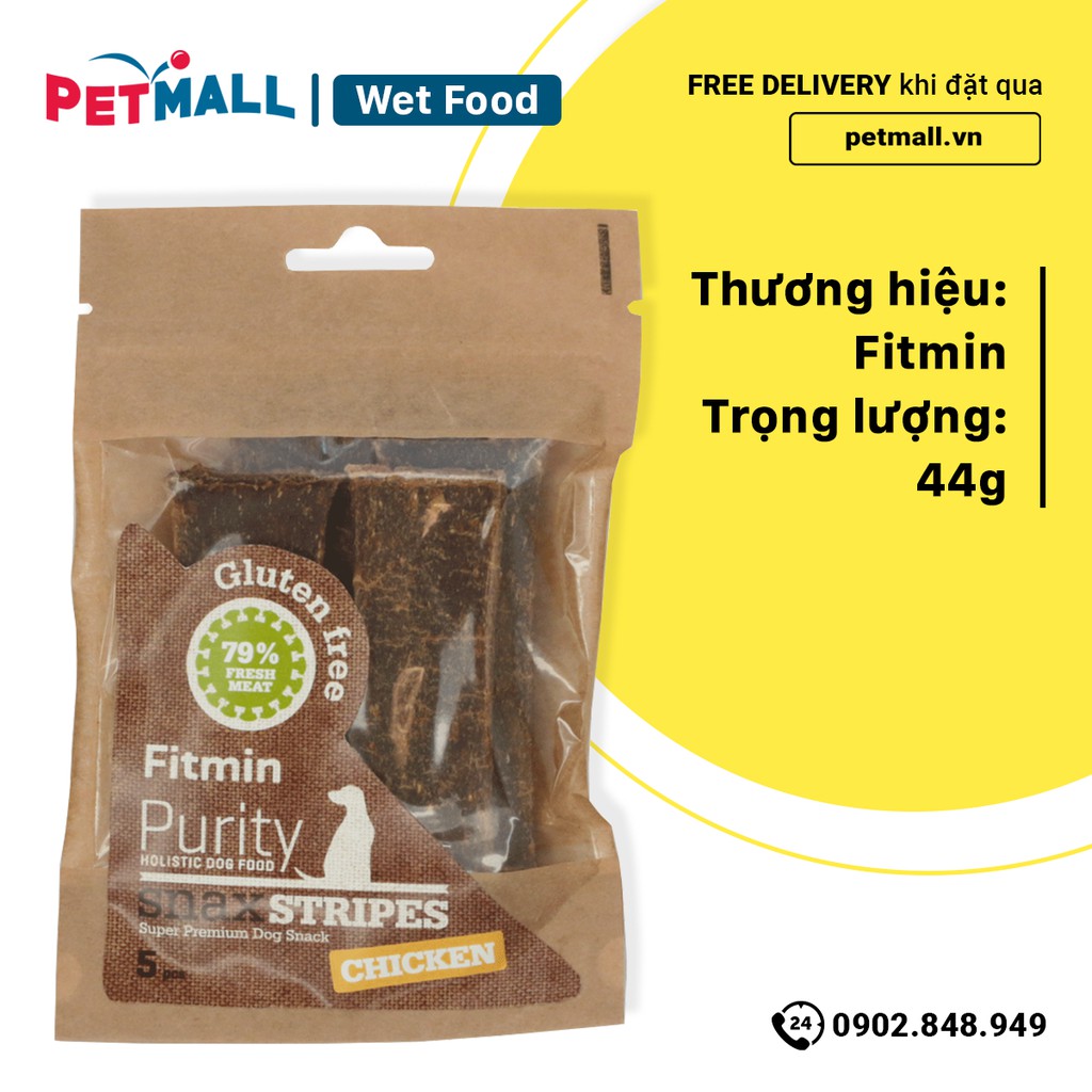 Snack Fitmin Purity Bones Chicken 44g vị gà thơm ngon cho chó