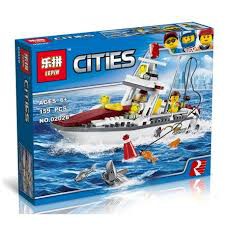 Lắp ráp xếp hình Lego City 60147 Bela 10646 Lepin 02028 Fishing Boat Xếp hình Thuyền câu cá