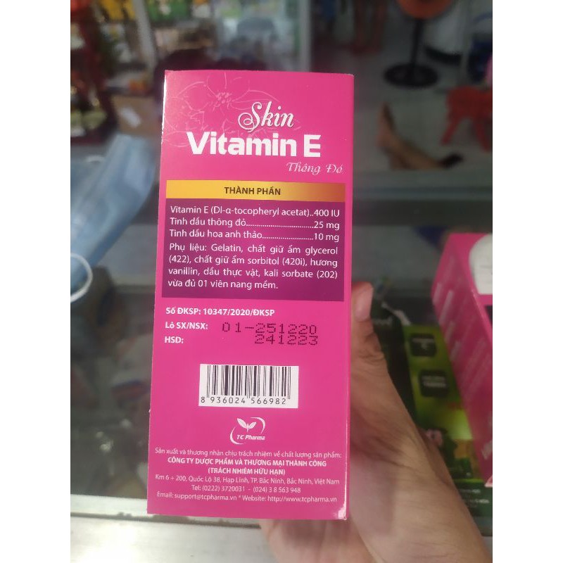 Skin Vitamin E đỏ - Tinh dầu thông đỏ, tinh dầu hoa anh thảo (hộp 4vỉ *10viên) | BigBuy360 - bigbuy360.vn
