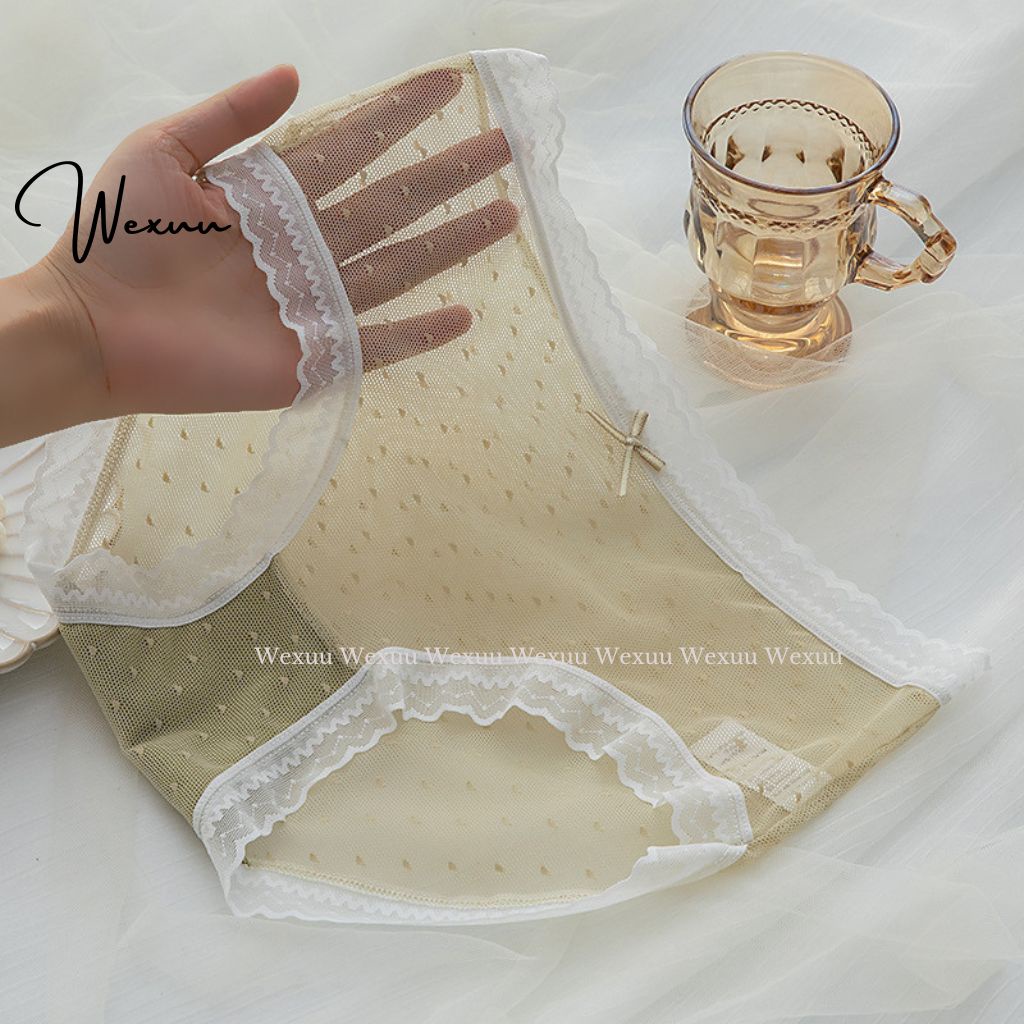Quần lót nữ ren gấm cao cấp Wexuu Design ren lưới xuyên thấu co dãn kháng khuẩn - QC133