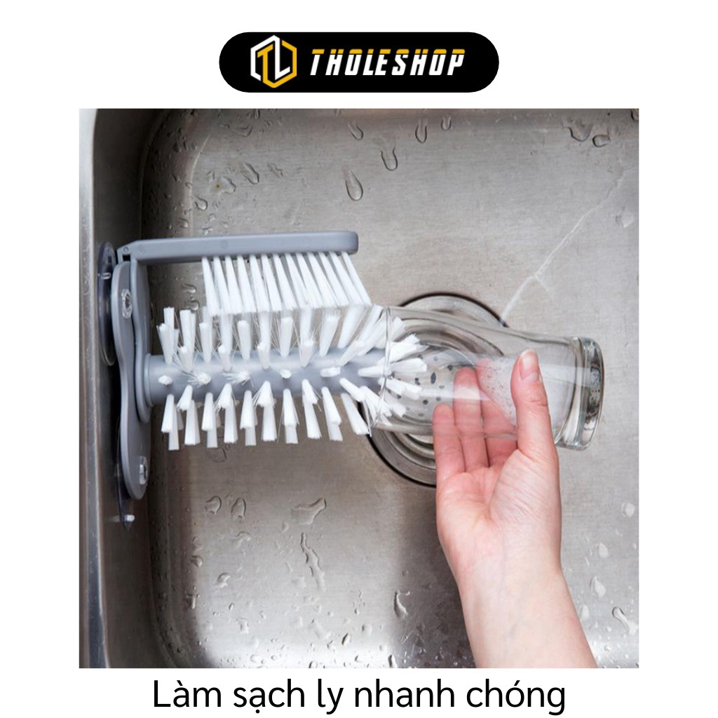 [SGD] Cọ Rửa Ly - Bàn Chải 2 Mặt Chà Rửa Ly, Cốc, Bình Sữa Trong Ngoài Đế Hít Chân Không 7719