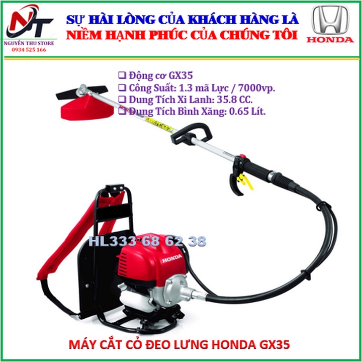Máy cắt cỏ đeo lưng HONDA, model GX35, nhập khẩu chính hãng.