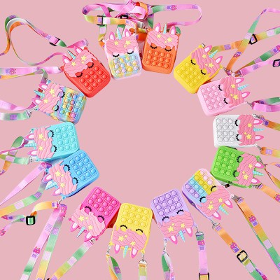 [SẴN KHO]  Túi đeo vai  POP IT cho bé trai bé gái 13.6*8.6cm hình kỳ lân Pop It cầu vồng xinh xắn, dễ thương