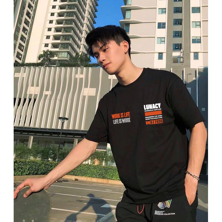 Áo thun tay lỡ B.S.K.L LUNACY phông Unisex nam nữ Cotton oversize form rộng LUNACY TB020 | BigBuy360 - bigbuy360.vn