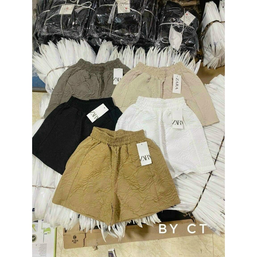 Quần short nữ ngắn cạp chun Full Size, dập nổi 3D xốp phồng hàng đẹp xinh xắn