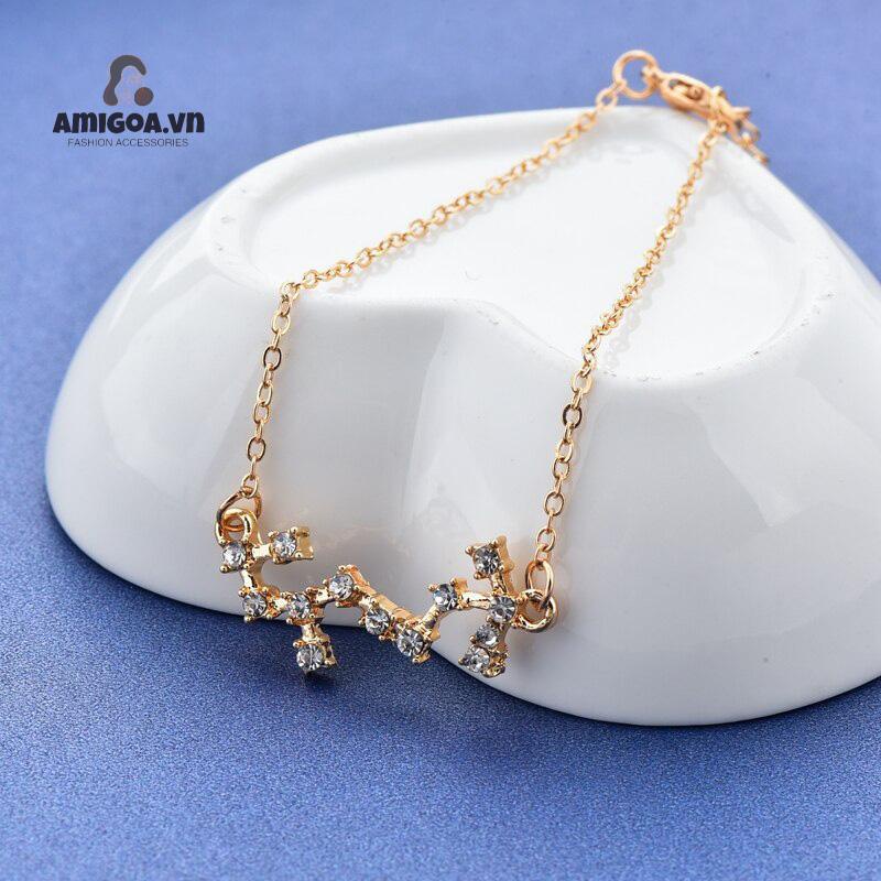 Vòng Tay Hợp Kim Đính Đá Hình 12 Chòm Sao Thời Trang