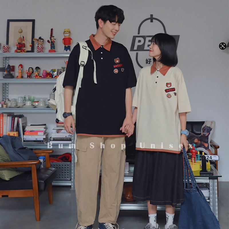 Áo Thun Polo Unisex Có Cổ Form Rộng - Nam Nữ Mang Cặp Cực Đẹp | Size 40 - 85kg | Thun Cotton Mềm Mát | Áo Phông Có Cổ