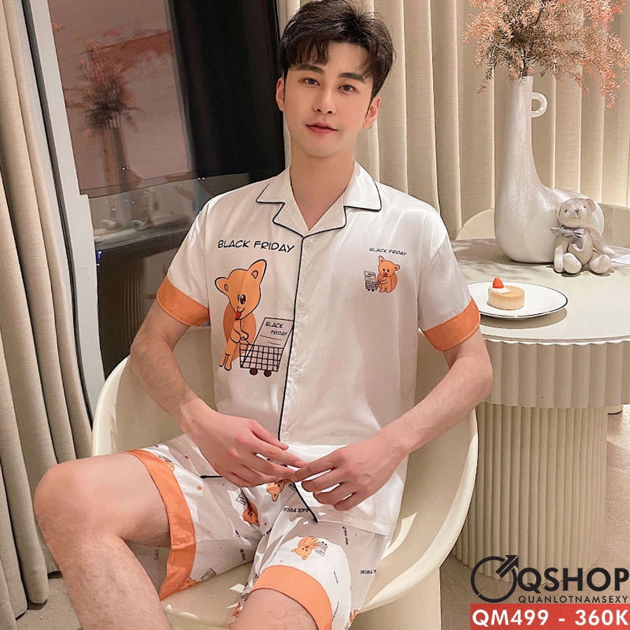 Bộ đồ pijama nam quần ngắn tay ngắn lụa mềm mịn QSHOP QM495