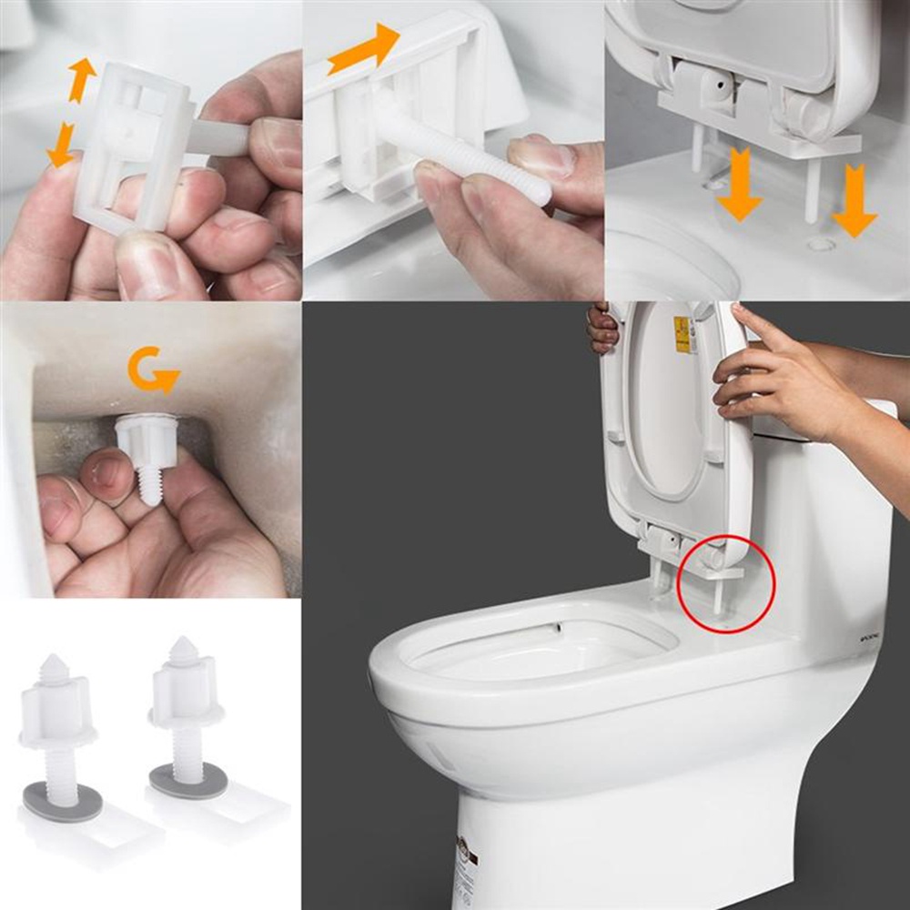 Bộ ốc vít và đai ốc bằng nhựa PP gắn bản lề bồn cầu nhà vệ sinh DIY tiện dụng