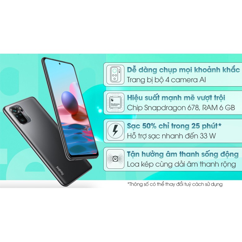 Điện thoại Xiaomi Redmi Note 10 64GB/128GB - Pin 5000mAh - Snapdragon 678