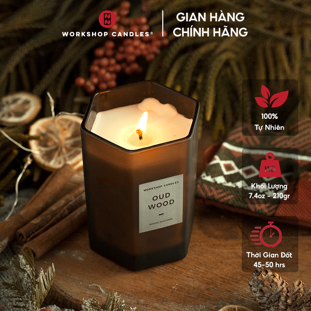 Nến thơm cao cấp Oud Wood Workshop Candles H&amp;H Home 7.4oz (210gr)