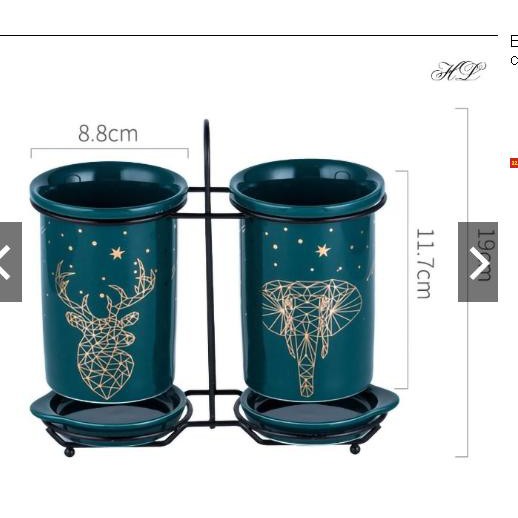 ỐNG CẮM ĐŨA SỨ XƯƠNG CAO CẤP KHUNG KIM LOẠI MẠ VÀNG