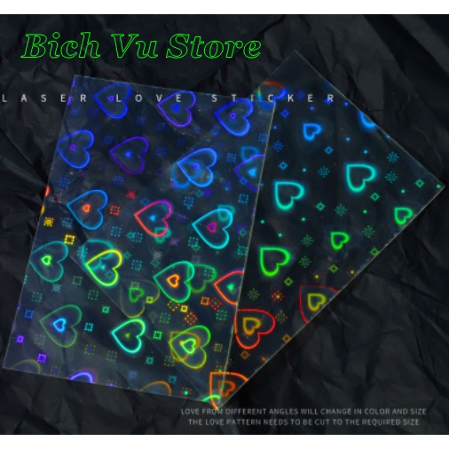 Sticker trái tim ánh 4D