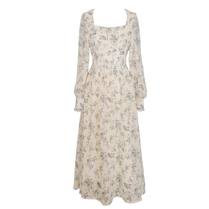 Váy Hoa Nhí Vintage [Freeship] Đầm Nữ Maxi Hoa Cổ Vuông bánh bèo hoa nhí Full Size | BigBuy360 - bigbuy360.vn