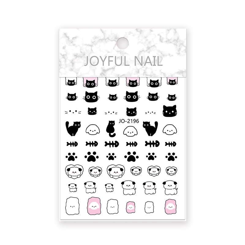 Miếng Dán Trang Trí Móng Tay Họa Tiết Hoạt Hình Mắt Mèo / Quái Vật Kiểu Pháp Dễ Thương
