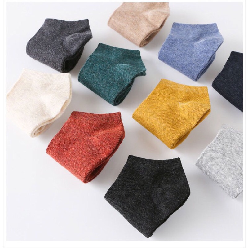 Tất chân nam nữ cổ ngắn, vớ unisex muối tiêu nhiều màu 8H