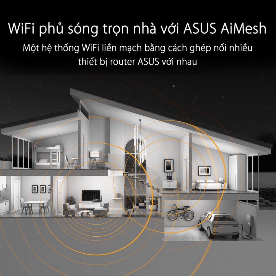 Bộ phát wifi (Router) ASUS TUF Gaming Băng Tần Kép TUF-AX5400 | Wifi 6 (802.11ax) | AiMesh WIFI Mesh | MU-MIMO |