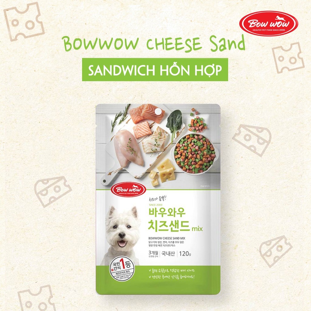 Bánh thưởng cho chó Sandwich hỗn hợp BowWow Snack Mixed Sandwich 120g