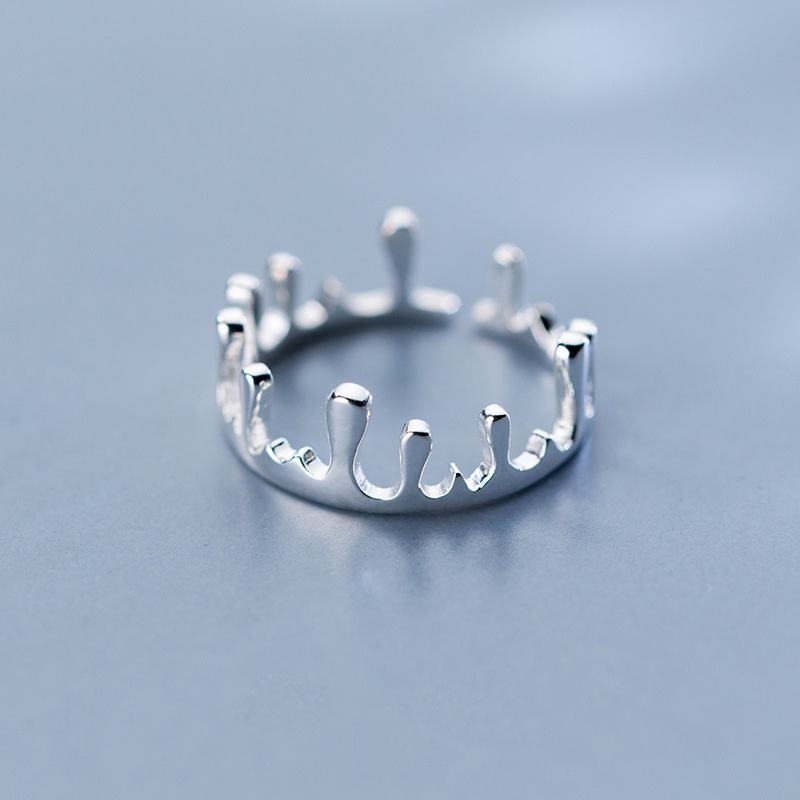 Nhẫn nữ nhẫn bạc s925 vương miện giọt nước dày Cá jewelry  NB179
