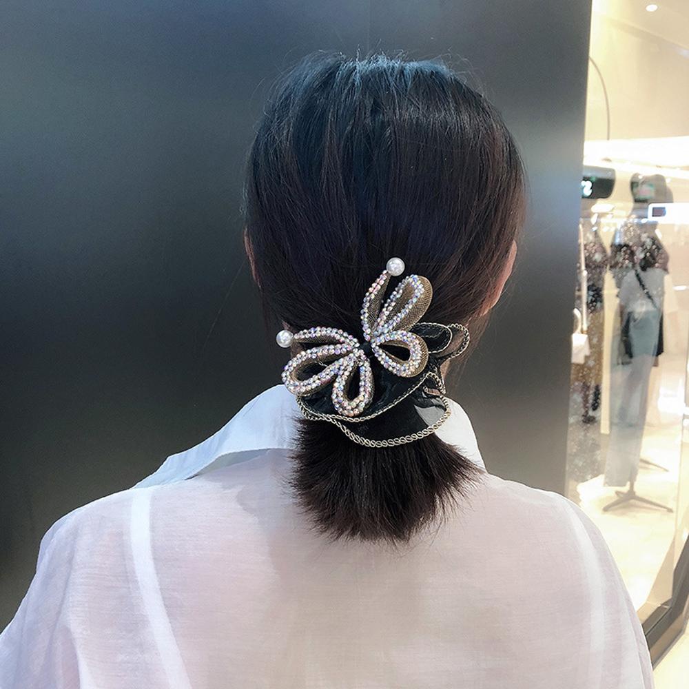 Dây Cột Tóc Scrunchies 15H Bằng Cao Su Organza Đính Nơ Xinh Xắn Giá Đỡ