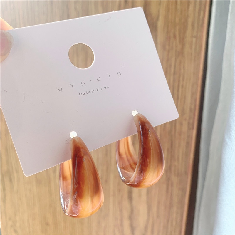 Bông Tai Bạc S925 Dáng Dài Bằng Acrylic Phong Cách Retro Thời Trang