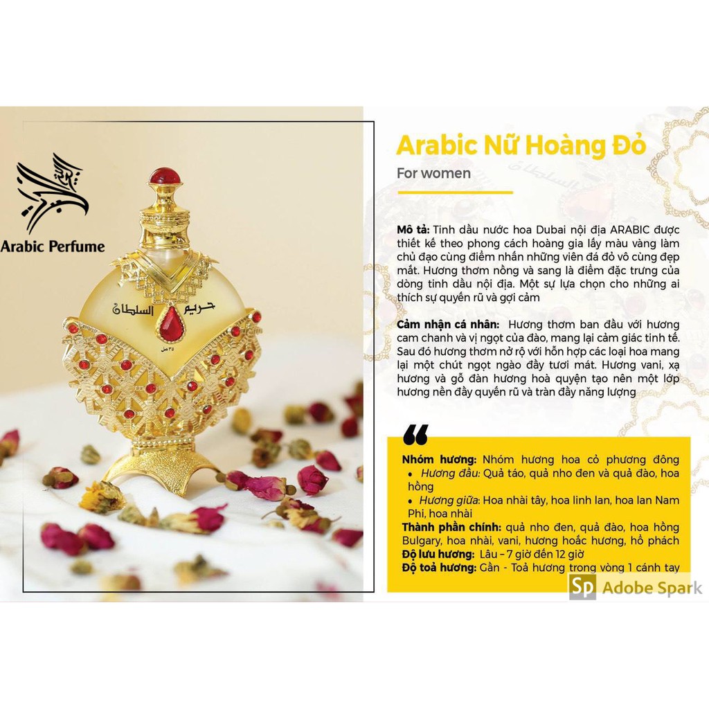 TINH DẦU NƯỚC HOA DUABI NỘI ĐỊA Hareem Al Sultan - Nữ hoàng đỏ | Thế Giới Skin Care