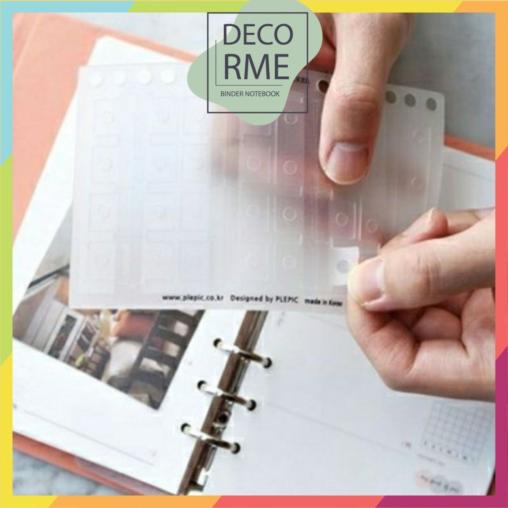 Tấm sticker PVC đục lỗ dùng gắn thêm phụ kiện cho sổ còng sổ planner bullet journal