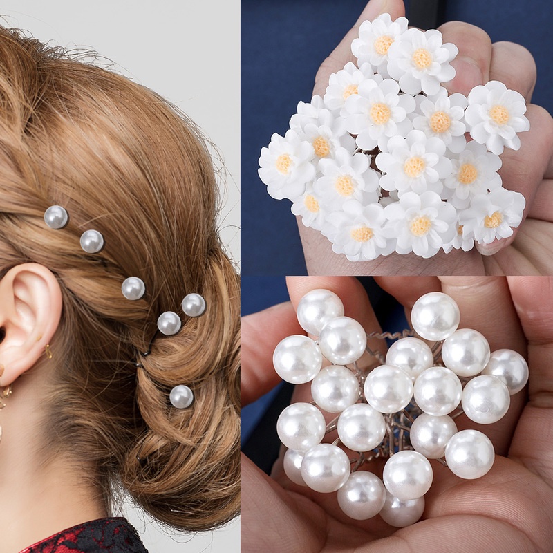 Set 20 Trâm Cài Tóc Chữ U Đính Ngọc Trai Nhân Tạo Thời Trang