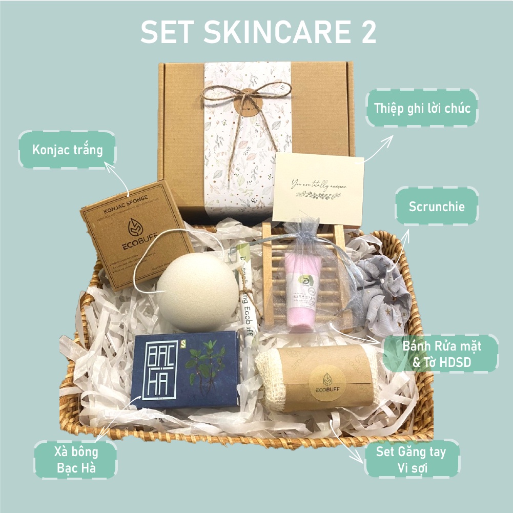 Quà tặng Ecobuff Giftset SKINCARE chăm sóc da với sản phẩm lành tính, thuần chay Quà sinh nhật, 8-3, 20-10, Valentine