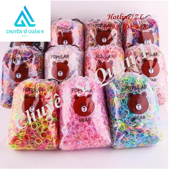 Set 4000 dây chun cột tóc cho bé , thun cột tóc nhiều màu + túi dây rút, phụ kiện tóc GD575-Thun4K