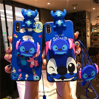 Ốp điện thoại hình stitch kèm dây đeo và chân đế cho SAMSUNG GALAXY S10+ S10 S9+ S8+ S9 S8 S7EGDE S7