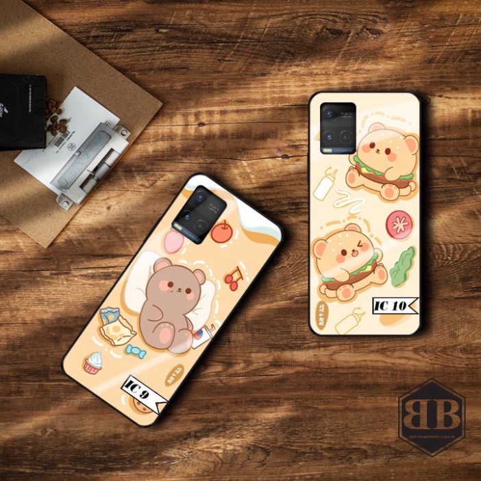 Ốp lưng kính cường lực Vivo Y21 / Y21S cute hạt me