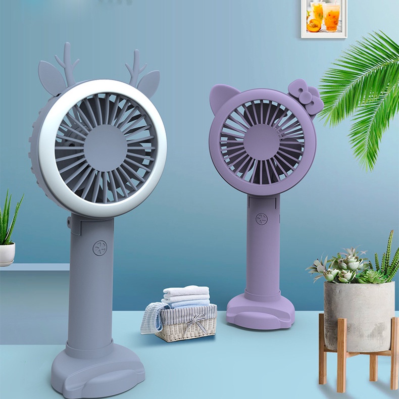 Quạt Cầm Tay IMEBOBO 3 Cấp Độ Gió Có Đèn Led Quạt Mini Cầm Tay Tích Điện Để Bàn Nhỏ Gọn Nhiều Màu Sắc
