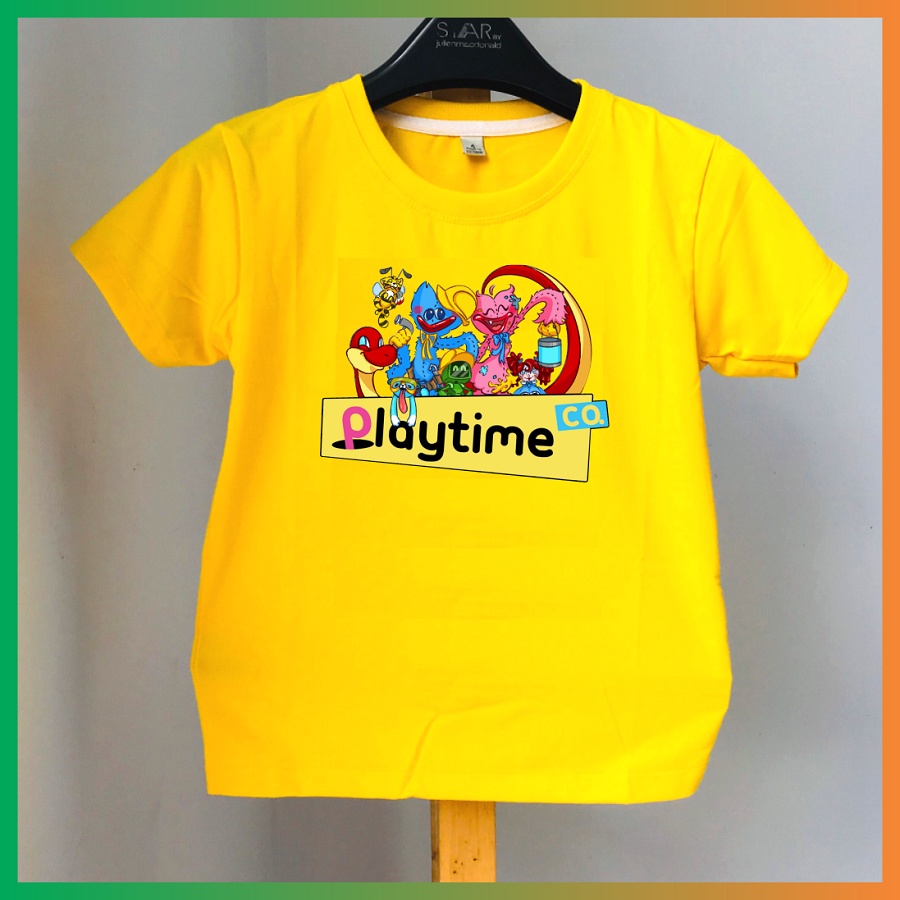 Áo Thun Trẻ Em In Hình Game Poppy Playtime Búp Bê Huggy Wuggy màu vàng đủ size đến 80kg