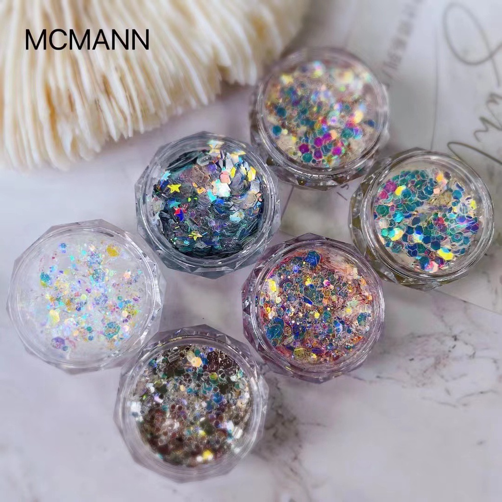 Set 6 nhũ kim tuyến -  chuyên dùng trang trí móng tay chân - Sushi nail mi