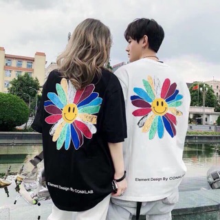 Áo phông tyal ỡ hoa mặt cười