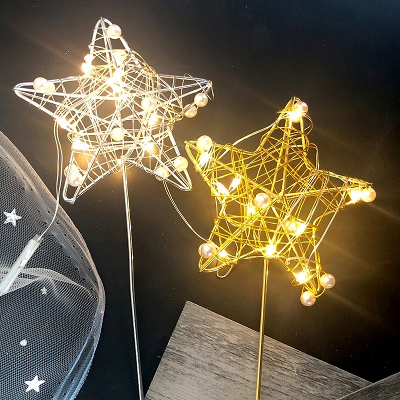 Đèn LED Hình Ngôi Sao / Mặt Trăng / Trái Tim / Vương Miện Dùng Trang Trí Bánh Kem Sinh Nhật / Tiệc Cưới