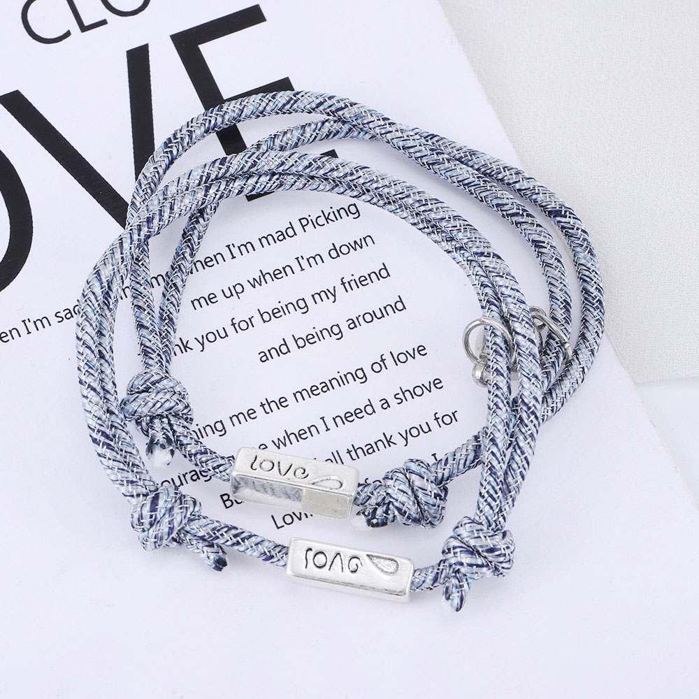 Fashionmaker 1 Pair Couple Lover Magnetic Bracelet English Letter LOVE Women Men Weaving Bangle