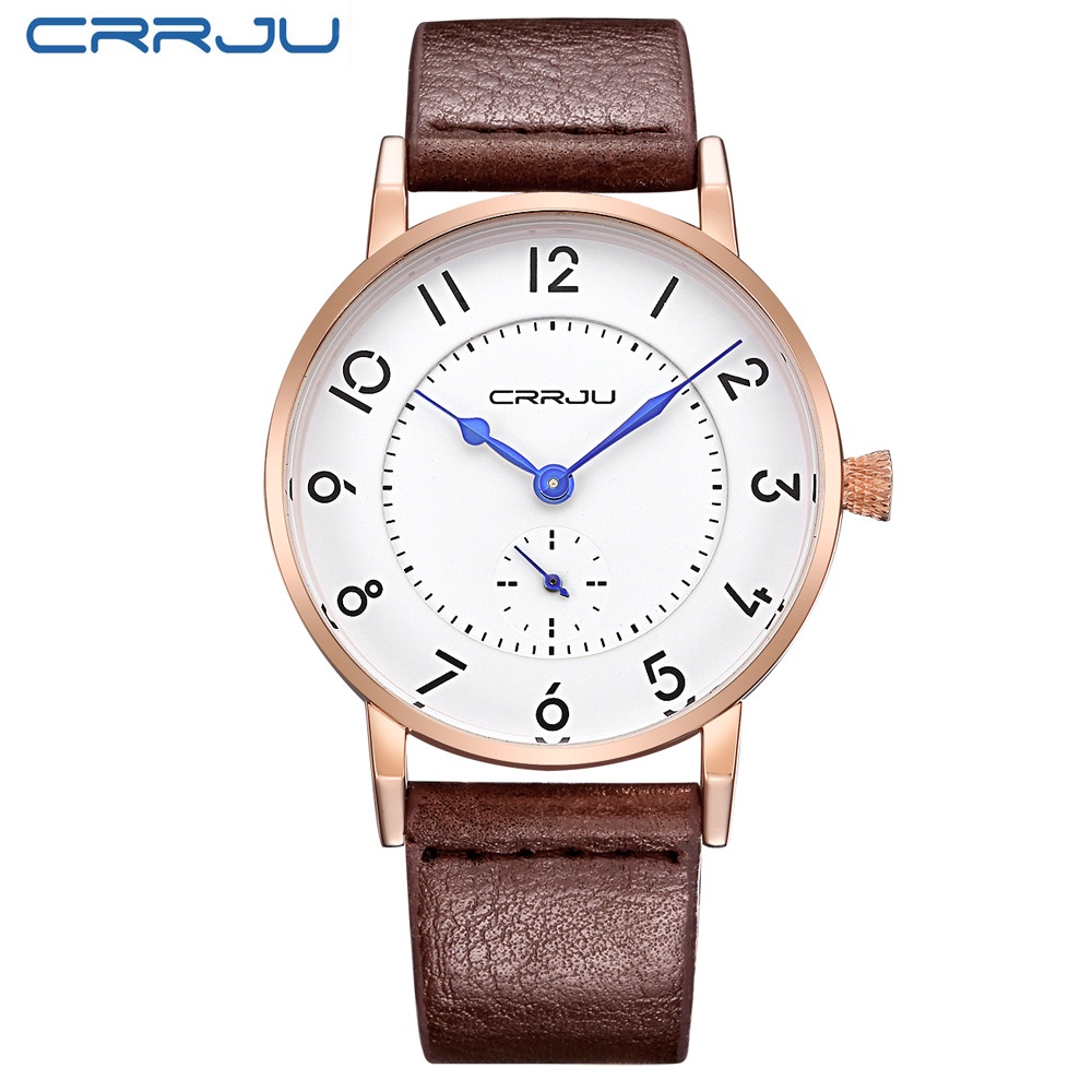 Crrju Đồng Hồ quartz Siêu Mỏng Chống Thấm Nước Với Dây Đeo Da 2112 xl