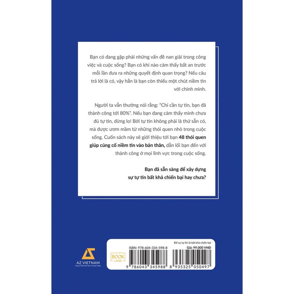 Sách - Để Sự Tự Tin Là Bất Khả Chiến Bại - Yosuke Shionagi - AZVietNam