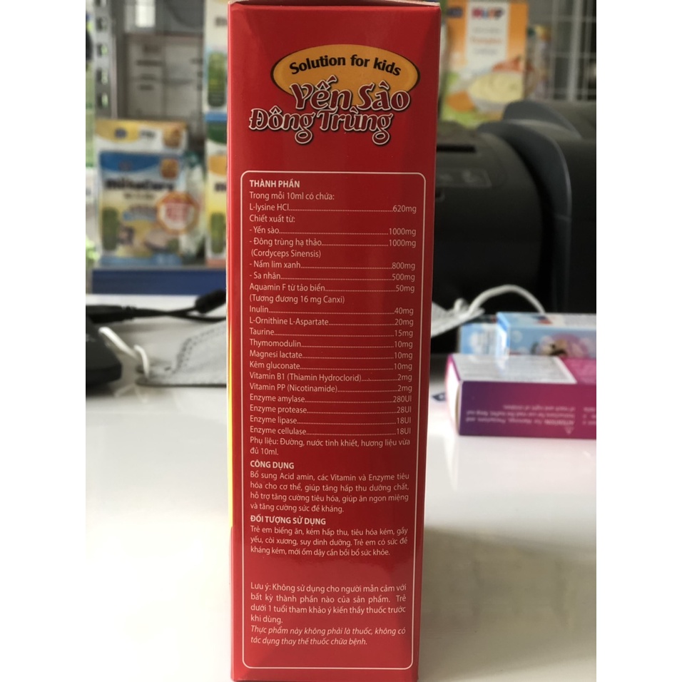 Siro uống tăng cường tiêu hoá giúp bé ăn ngon Yến xào đông trùng, thành phần tự nhiên, tăng hấp thu, tăng sức đề kháng