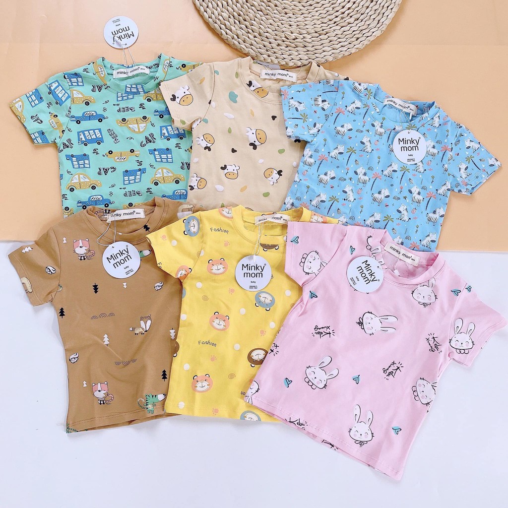 Bộ Cộc Tay Minky Mom 100% Cotton In Họa Tiết 6 Màu Cực Đẹp Cho Bé NamKidShop (QATE270)