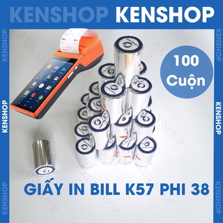 Giấy in bill k57-38, giấy in nhiệt, giấy in máy pos cầm tay sumi và máy in bill di động, thùng 100 cuộn.