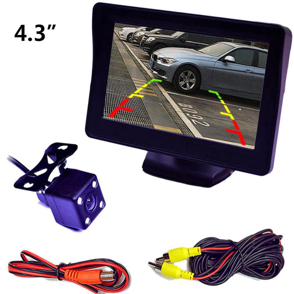 Màn hình xe ô tô LCD LCD màn hình 4.3 inch với camera đảo ngược HD IR hỗ trợ tầm nhìn ban đêm