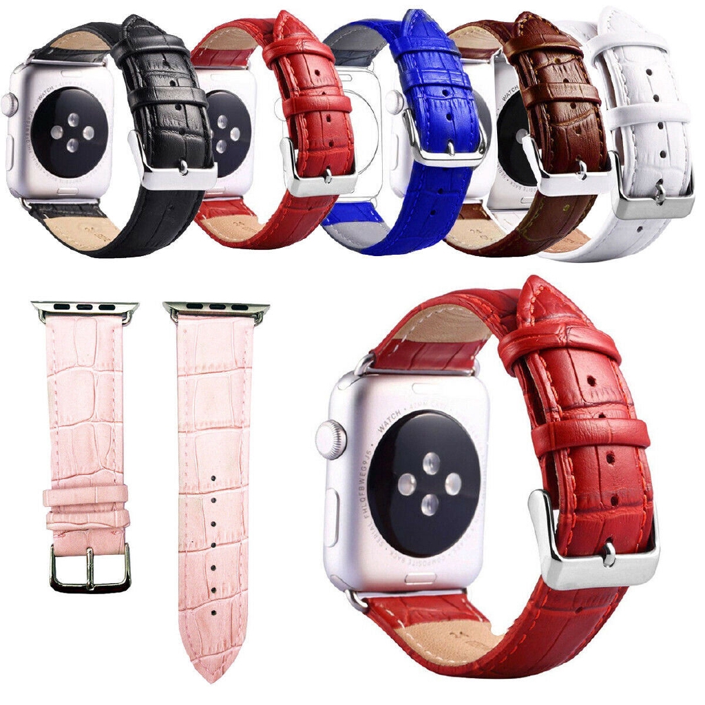 42mm 40mm 38mm 44mm Crocodile Leather Strap Bracelet Band for Apple iWatch Watch Series 4 3 2 1