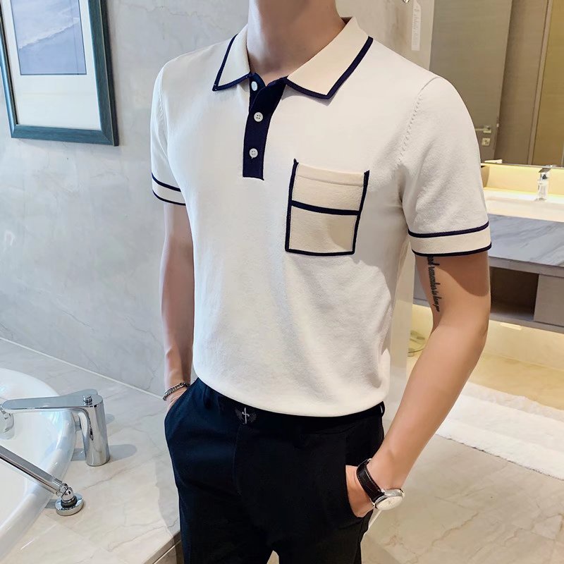 Áo Thun Polo Tay Ngắn Cổ Bẻ Phối Túi Phong Cách Hàn Quốc Thời Trang Mùa Hè Cho Nam Size M-3XL