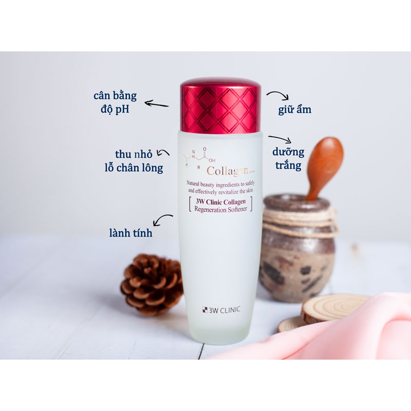 Nước hoa hồng 3W Clinic Collagen Regeneration Softener 150ml Hàn Quốc dưỡng ẩm phục hồi tái tạo da