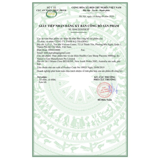 Viên uống nhau thai cừu của Úc Healthy Care Sheep Placenta 5000mg 100 viên