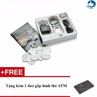Máy mát-xa thể thao xung điện 4 miếng dán New 2017 + Tặng kèm 1 dao gấp hình thẻ ATM