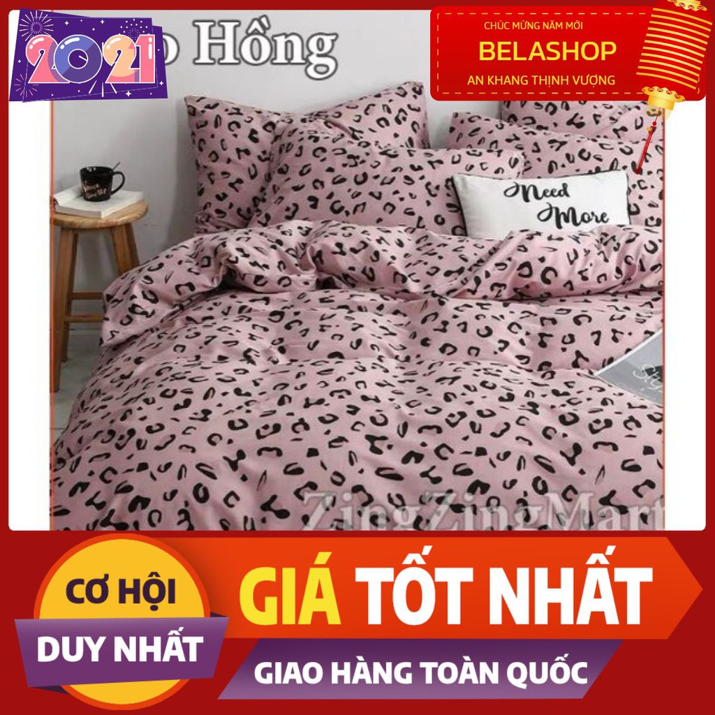 Bộ ga gối drap báo  hồng 1m2 cotton m37582o